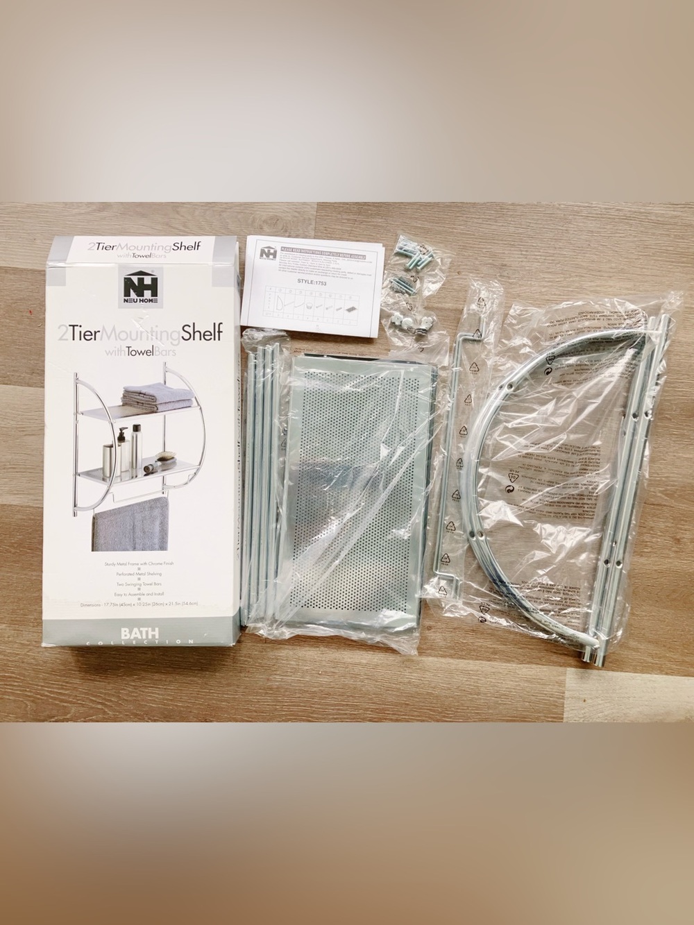NEU HOME 2 Tier Mounting Shelf with Towel Bars